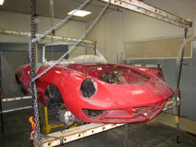 voiture mg decapage basse pression aux vegetaux en cabine ecologique